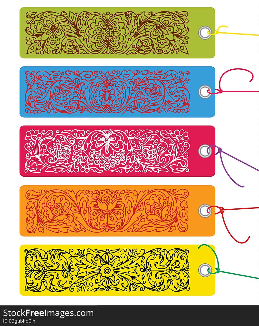 Colored ornamental tags