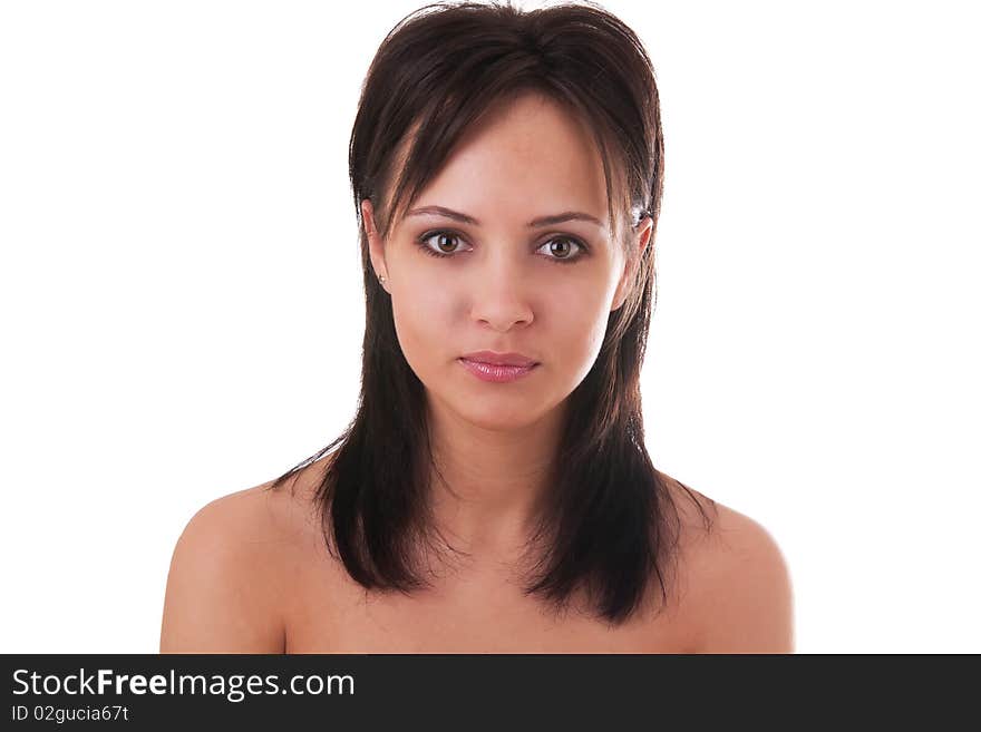 Portrait of beautiful girl isolated white background