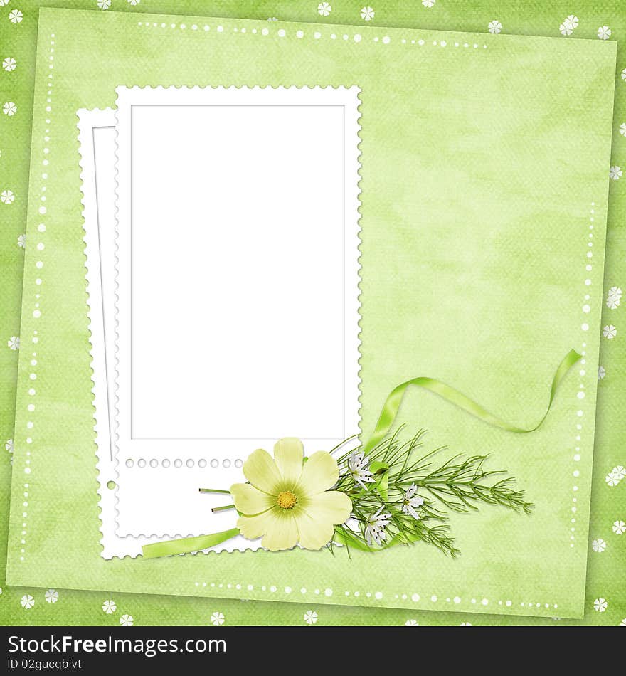 Card for the holiday  with flowers on the abstract background