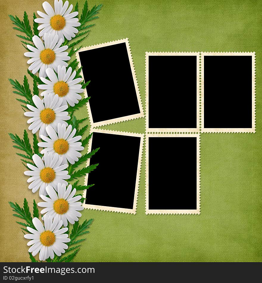 Card for the holiday  with flowers on the abstract background