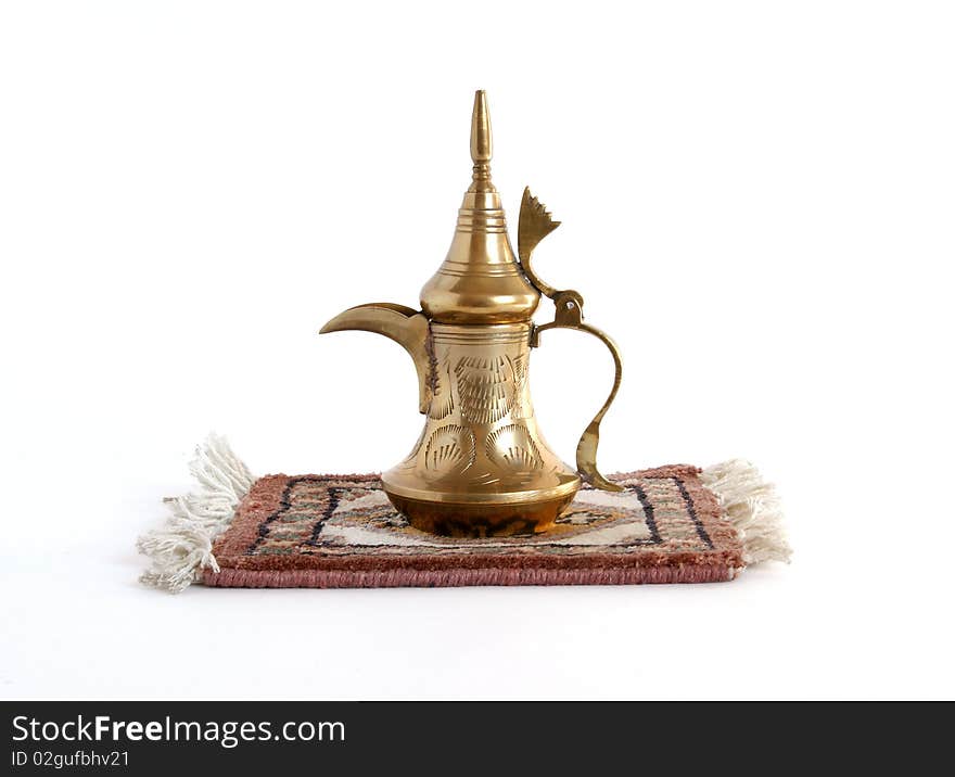 Traditional Turkish Jug Of Copper On The Carpet