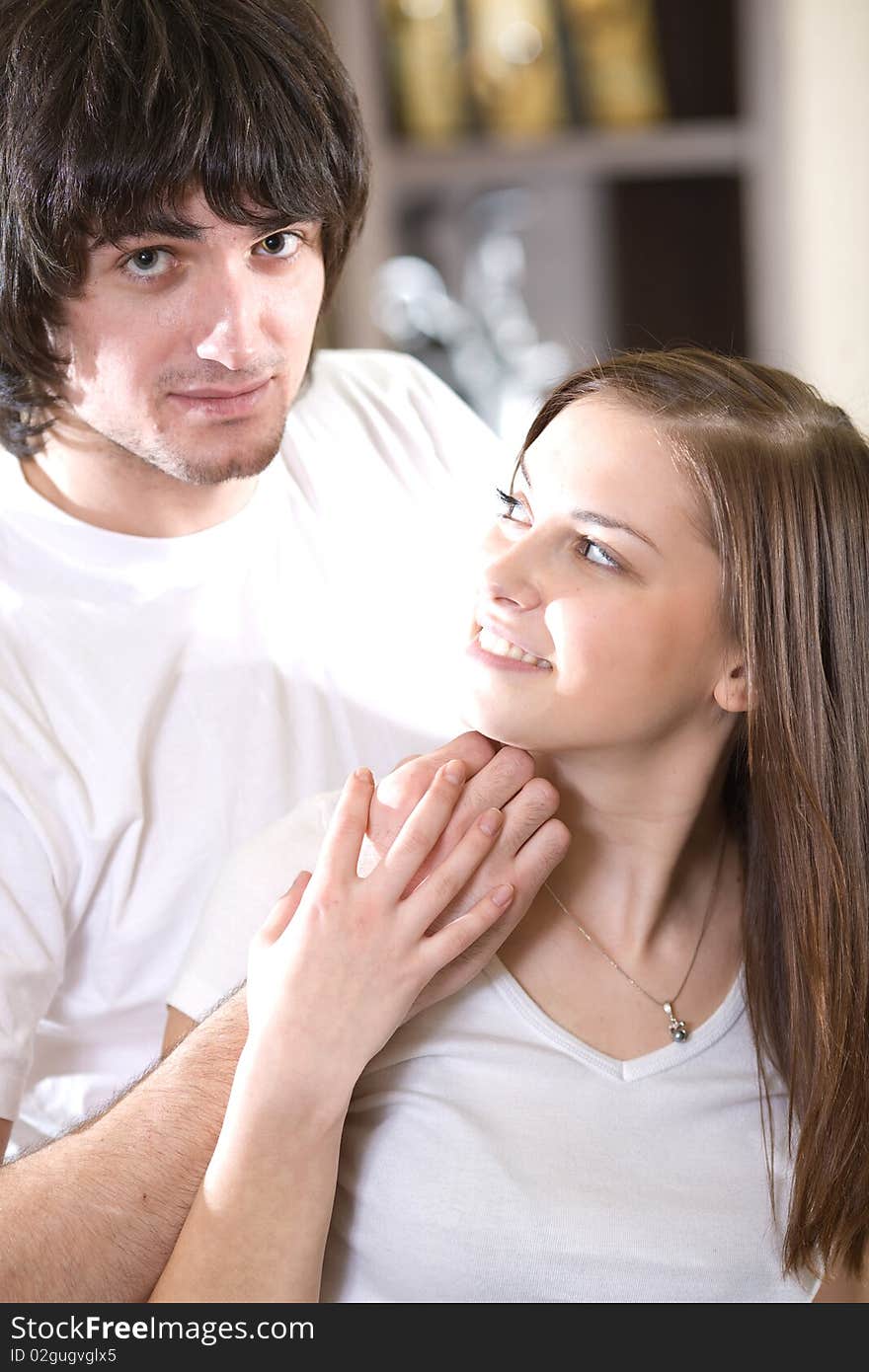 Nice girl with long hair and with chain and boy. Nice girl with long hair and with chain and boy