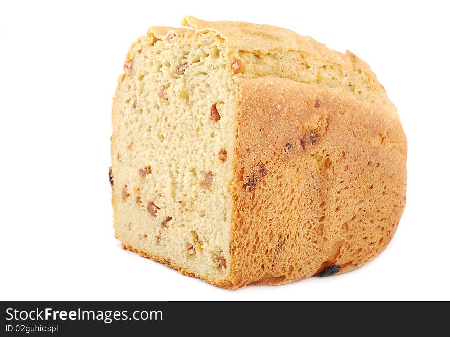 Hot bread with a golden crust and raisin.