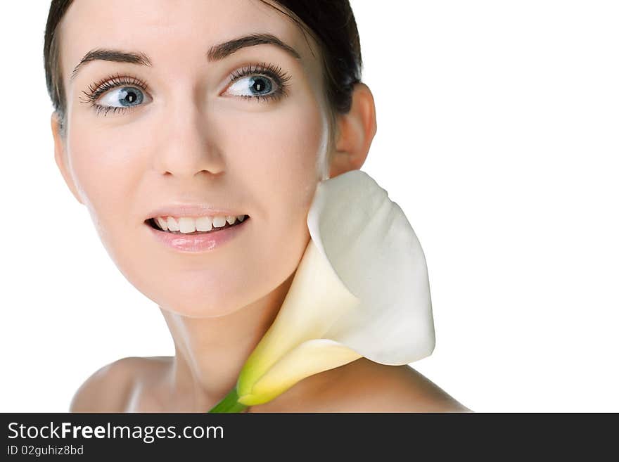 Beauty woman closeup portrait isolated on white background