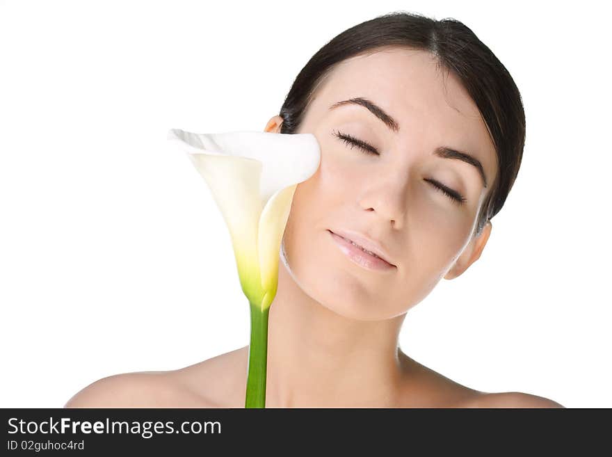 Beauty woman closeup portrait isolated on white background