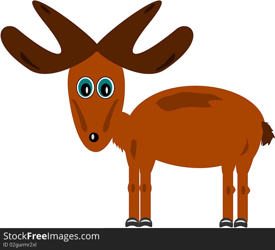 Cute moose over white