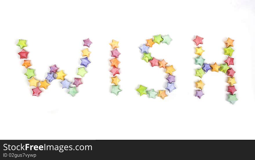 Color lucky stars origami font wish isolated