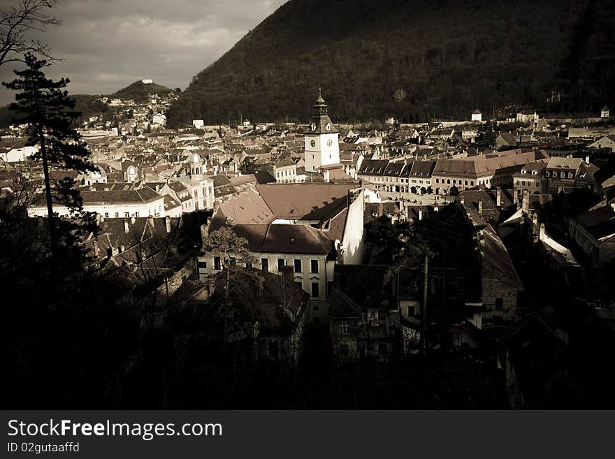 Vintage postcard from Brasov, Romania