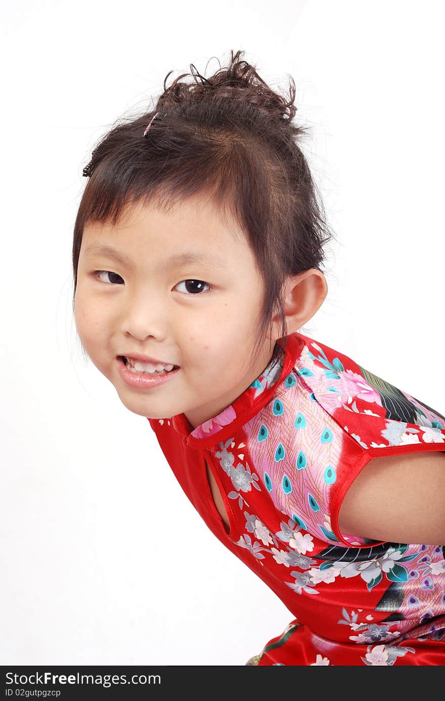 Wearing a cheongsam with Chinese characteristics, children