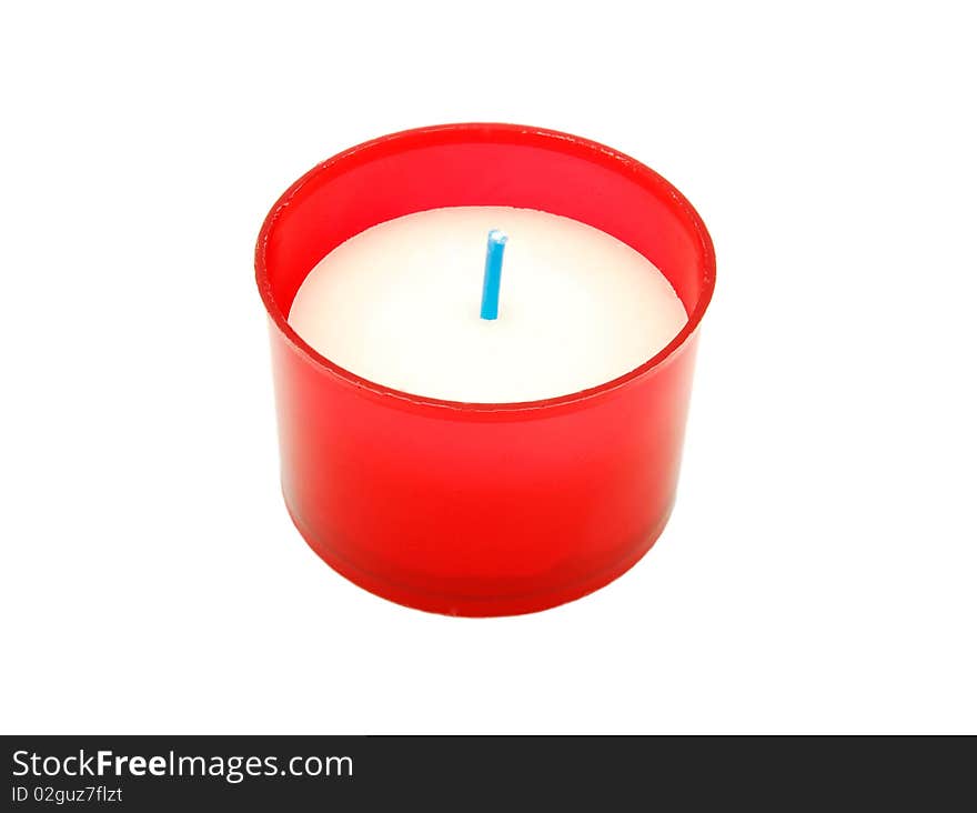 Red candle isolated on white