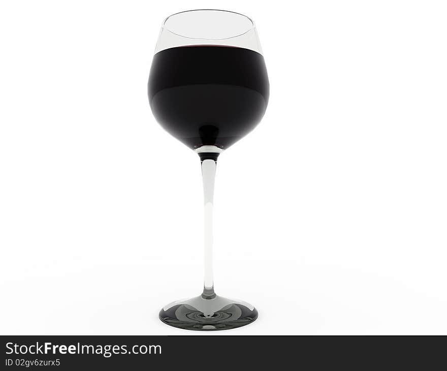 Glass of wine modelled in 3d isolated on white background