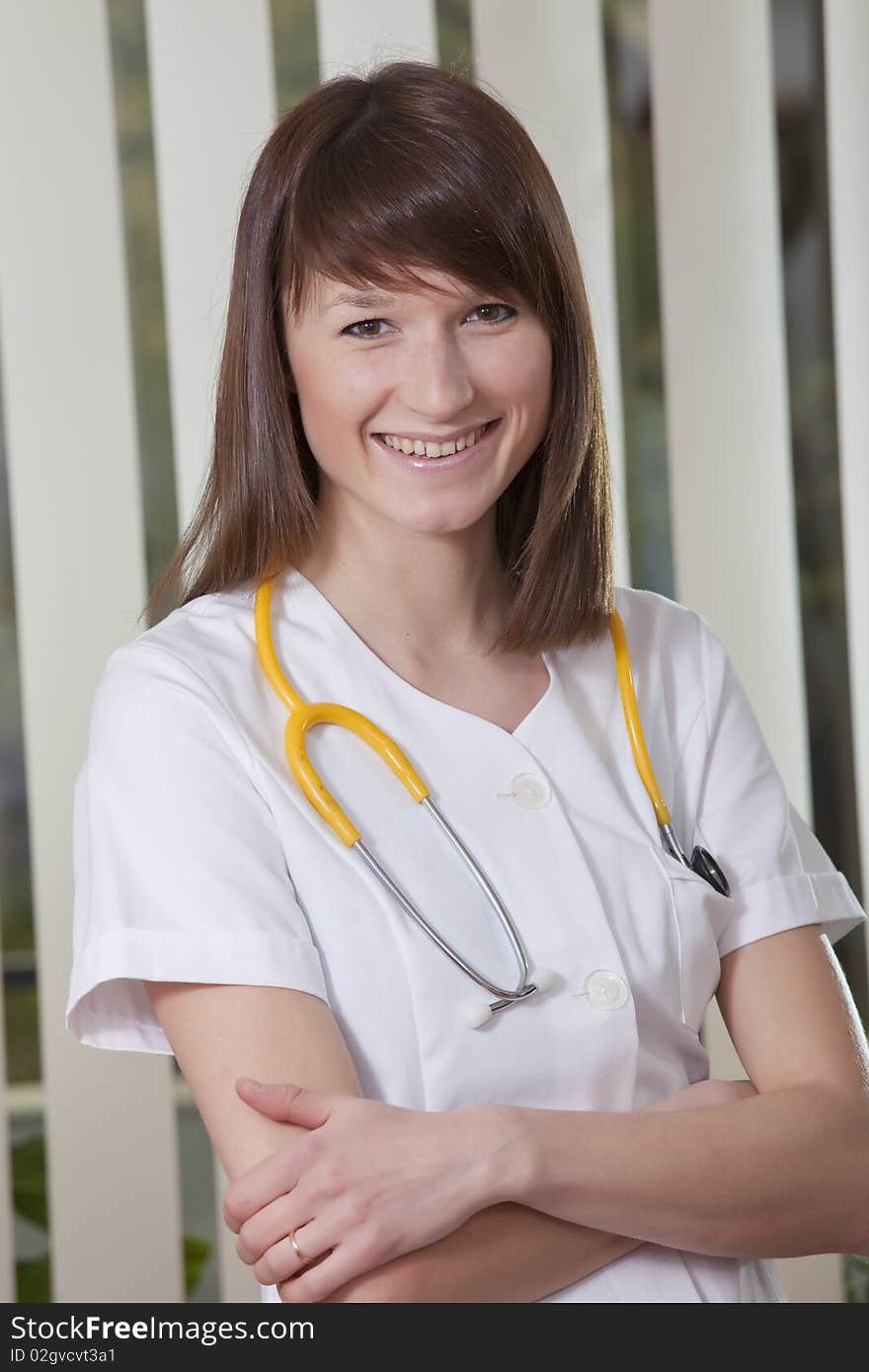 Portrait of smiling female doctor in the medical office