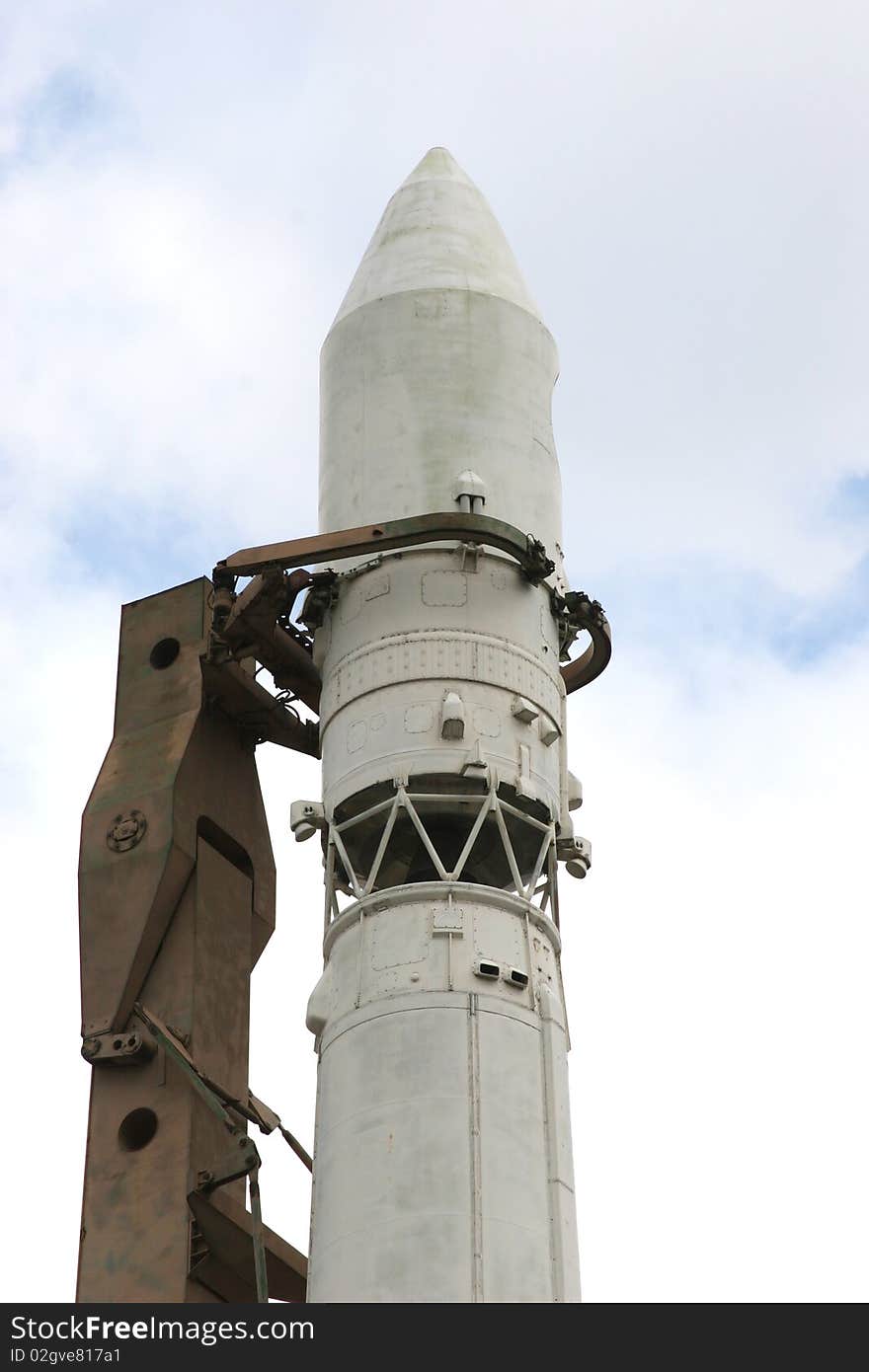 Space rocket stands on a starting pad