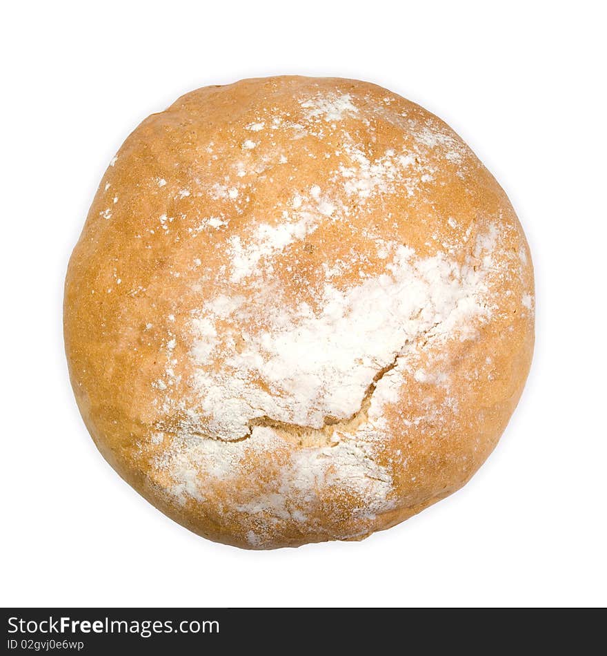 Bread rustic, isolated on white Top view