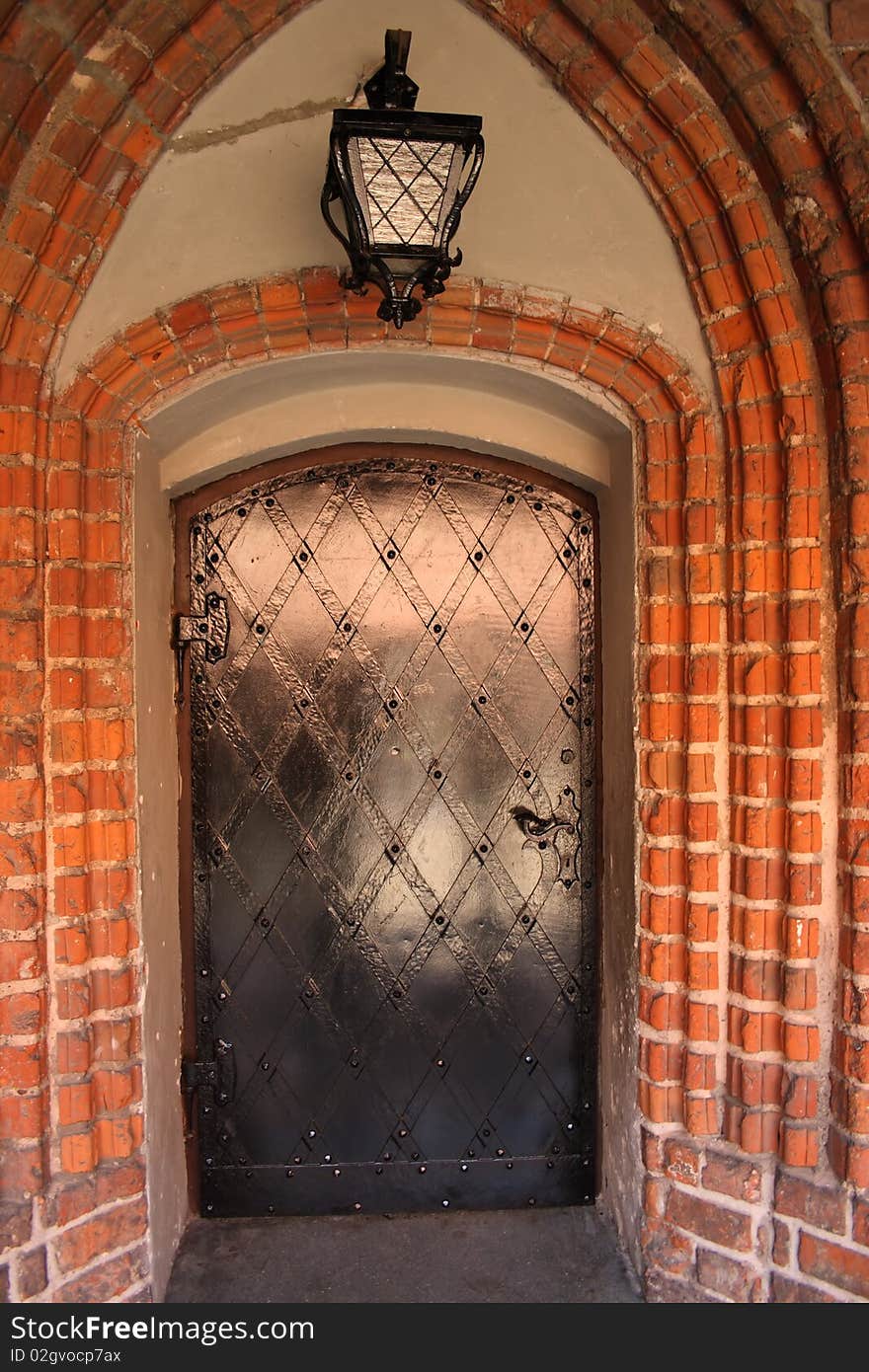 Old historical metal door in the castle