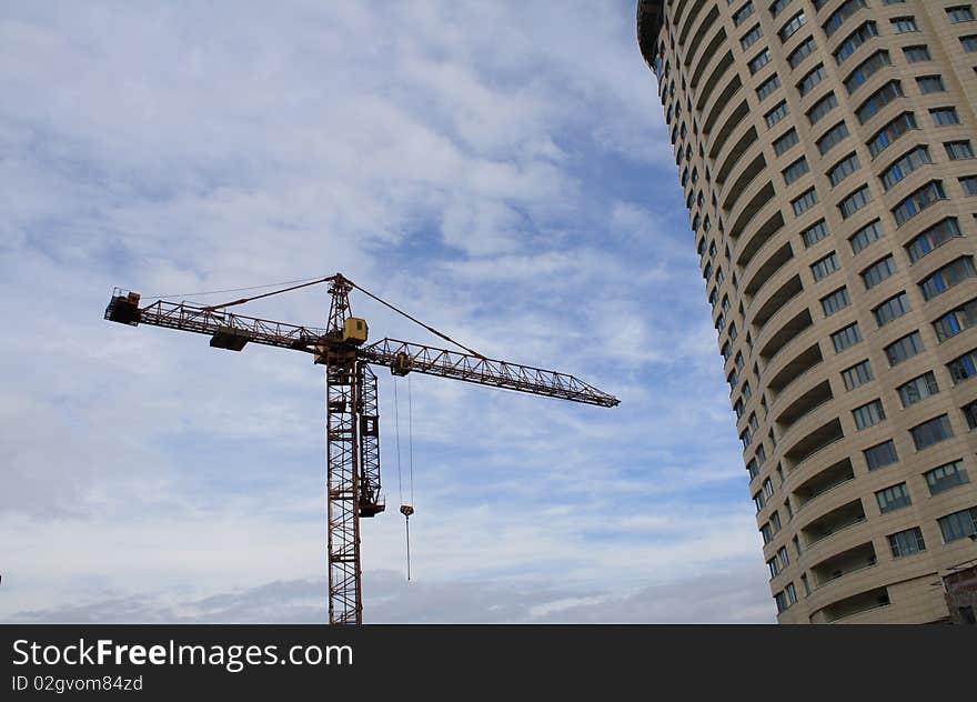 Crane and multi-story building