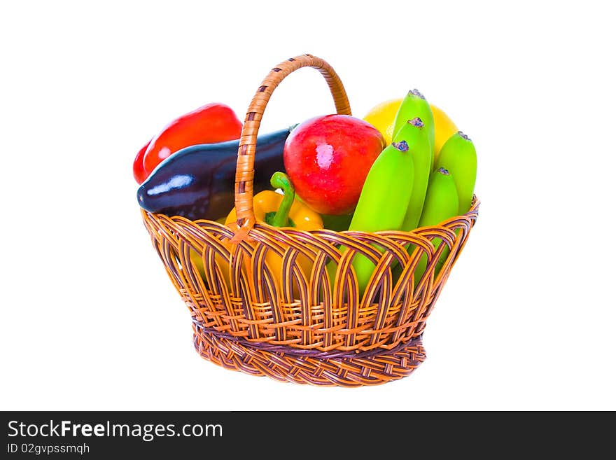 Basket with vegetables and fruit