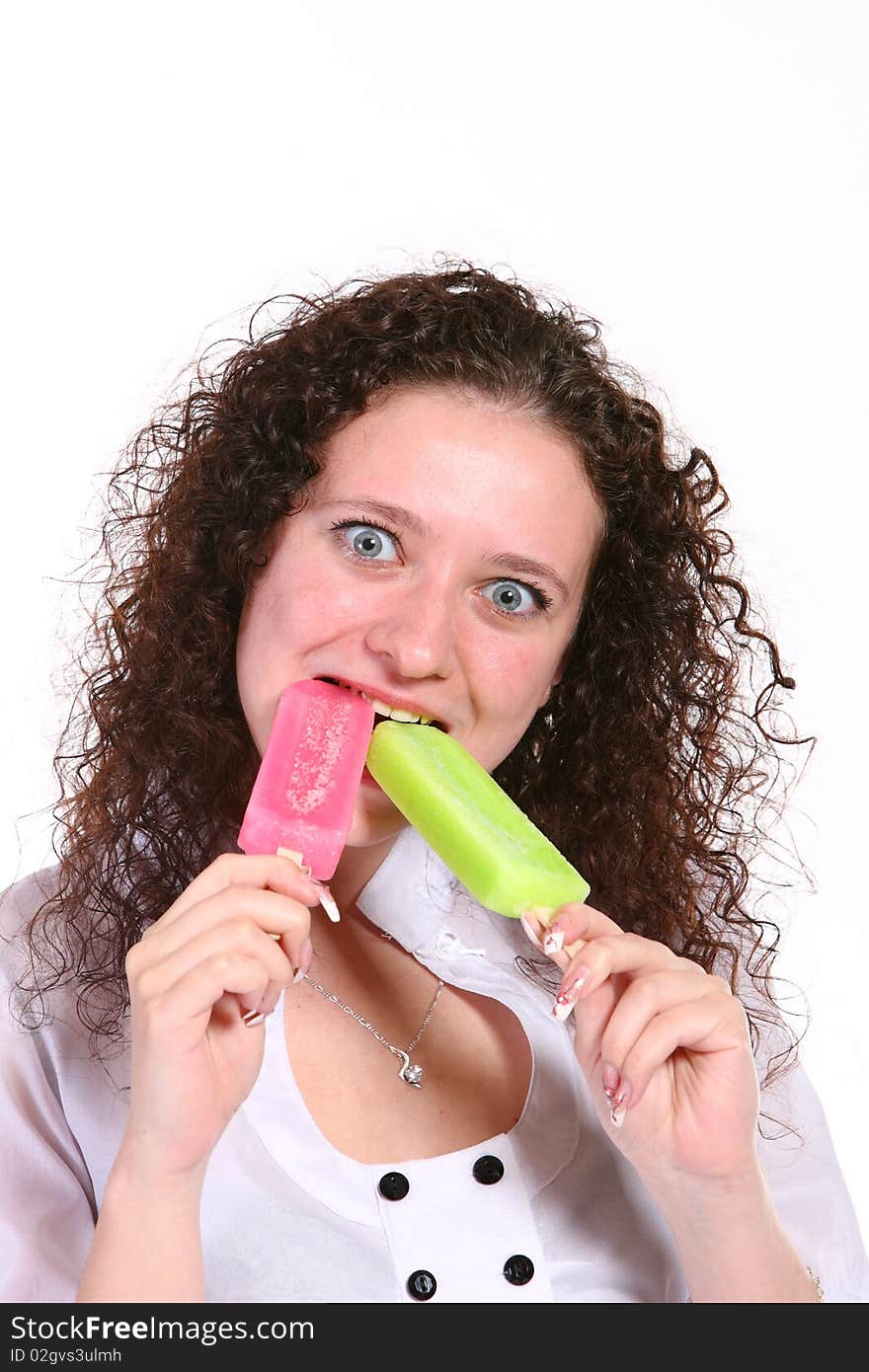 Nice girl chooses ice cream