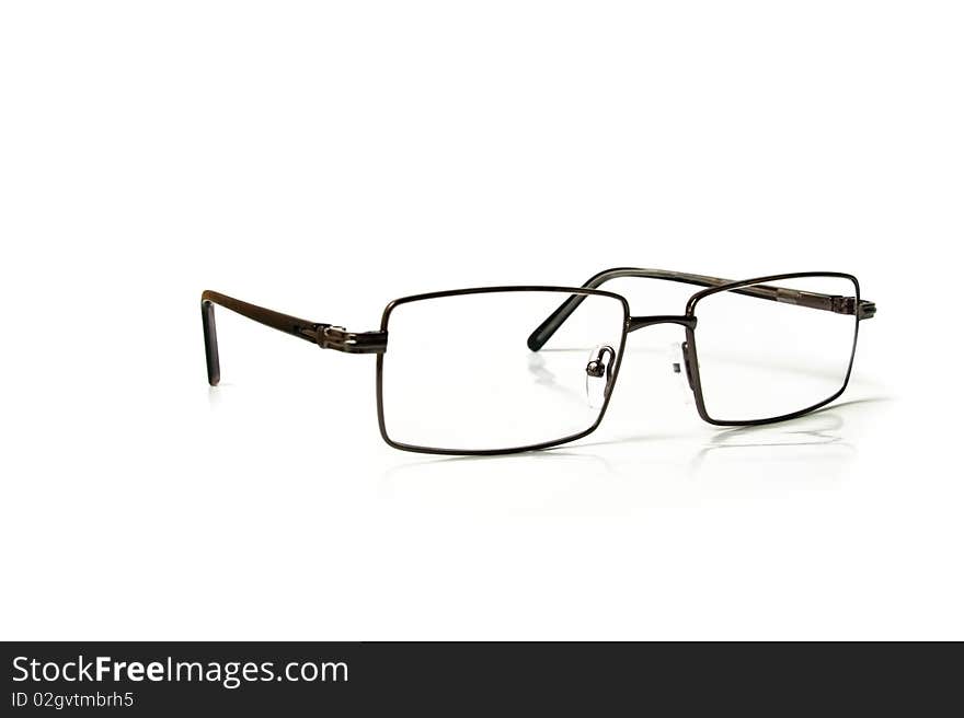 A pair of black glasses isolated on a white background.