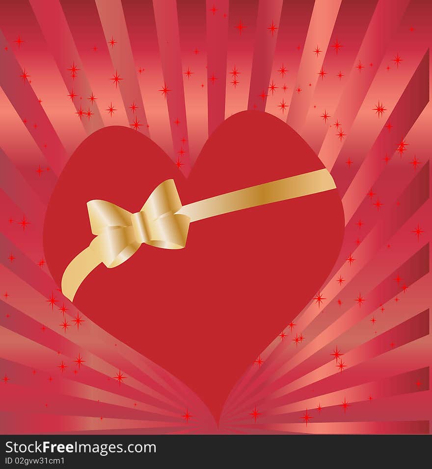 Heart with golden bow