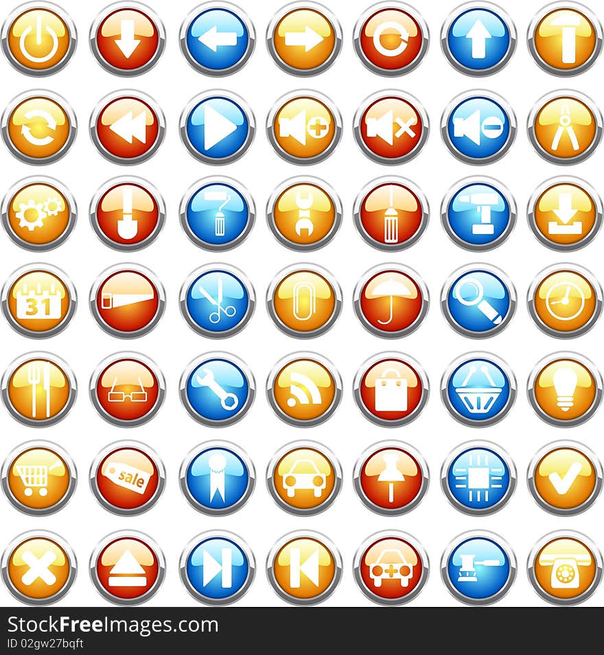 Big collection of color web buttons. Vector illustration