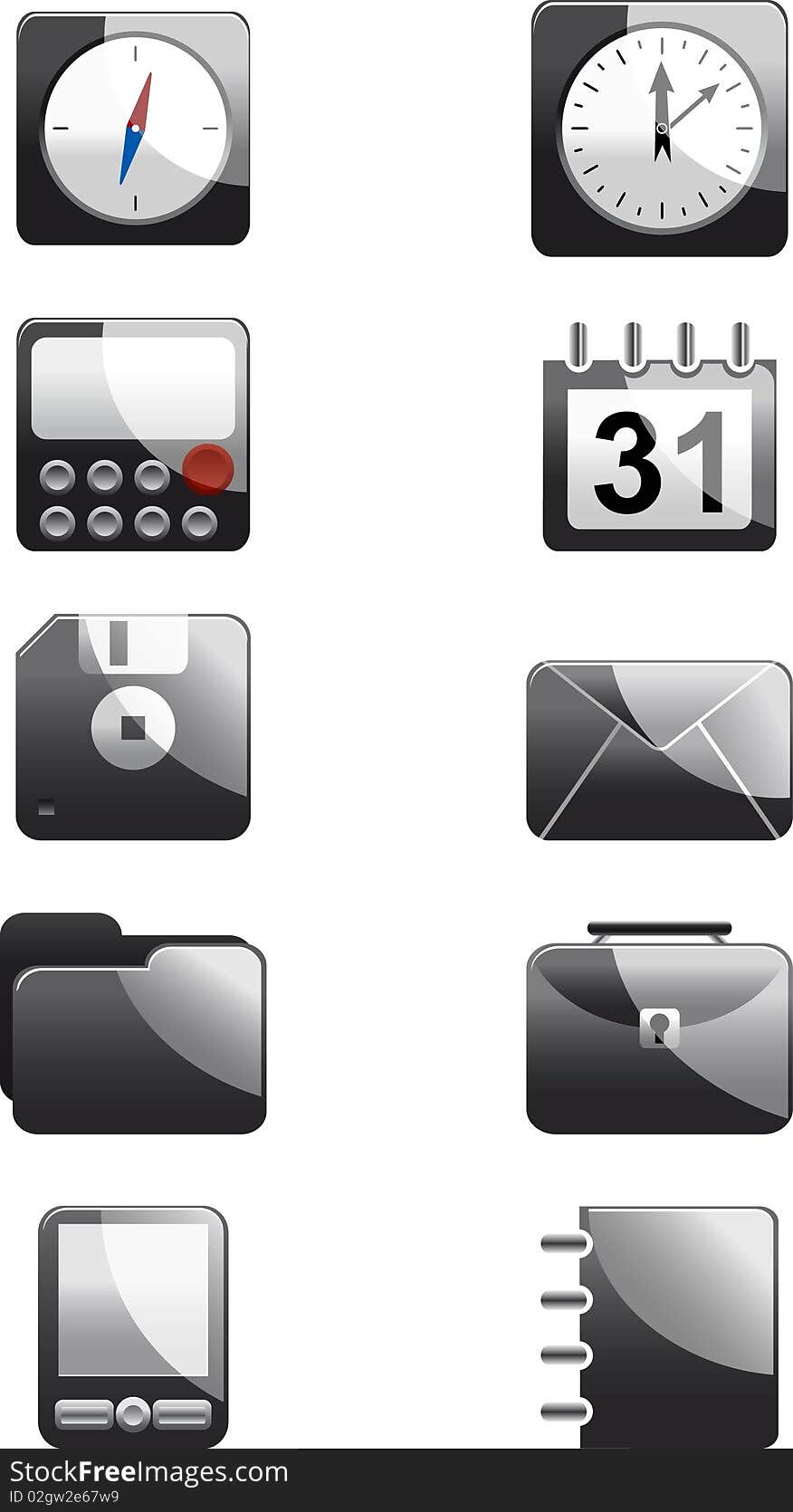 Collection of black glossy web icons. Collection of black glossy web icons.