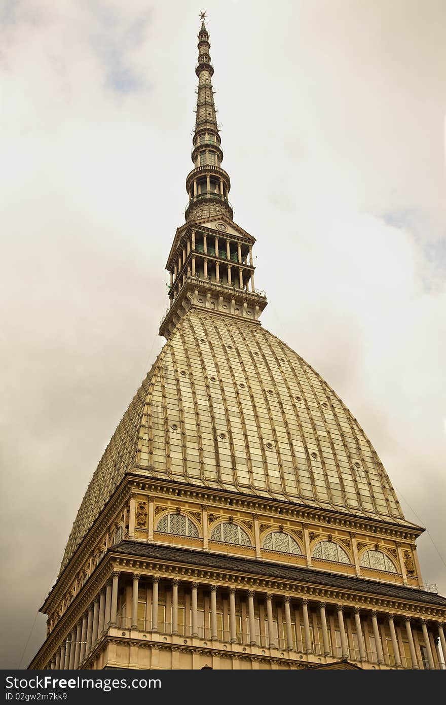 A view of the symbol of Turin, the Mole antonelliana, home of the International Museum of Cinema. A view of the symbol of Turin, the Mole antonelliana, home of the International Museum of Cinema