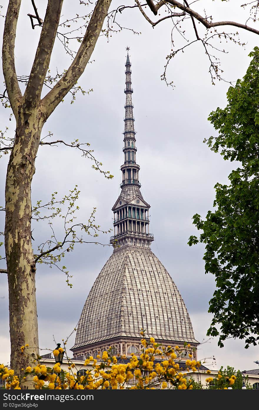 A view of the symbol of Turin, the Mole antonelliana, home of the International Museum of Cinema. A view of the symbol of Turin, the Mole antonelliana, home of the International Museum of Cinema