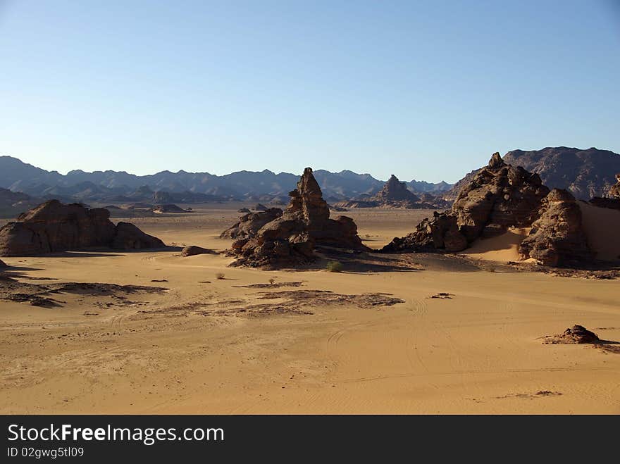 Landscape in the desert of Libya, in Africa. Landscape in the desert of Libya, in Africa