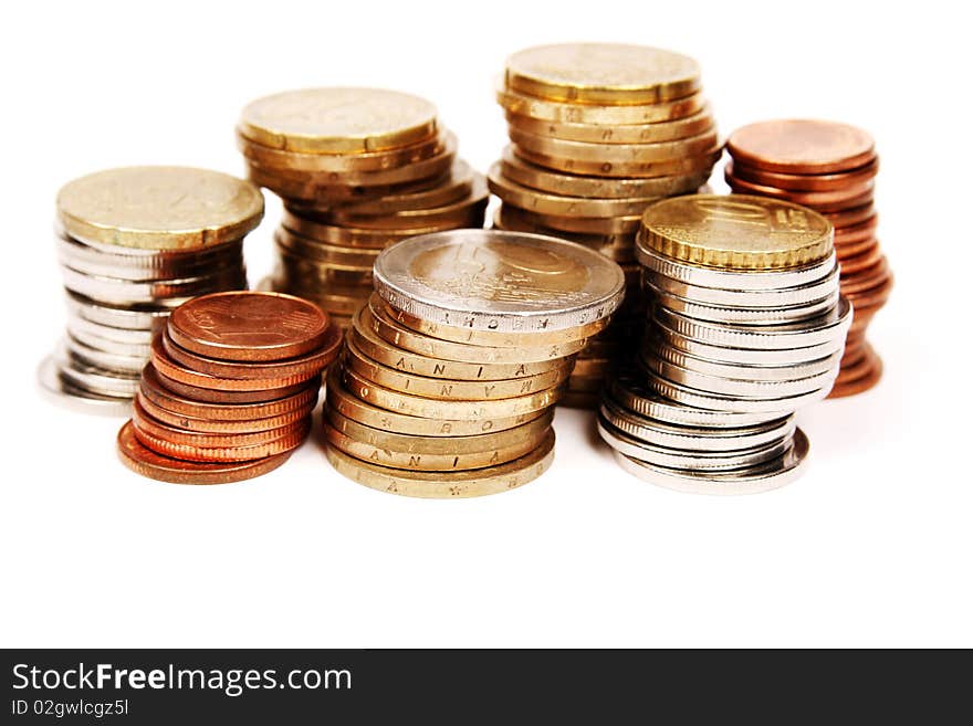 Coins isolated on white background