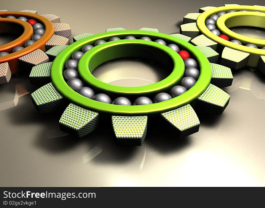 Are you looking for a 3D rendered Gear with metal balls?. Are you looking for a 3D rendered Gear with metal balls?