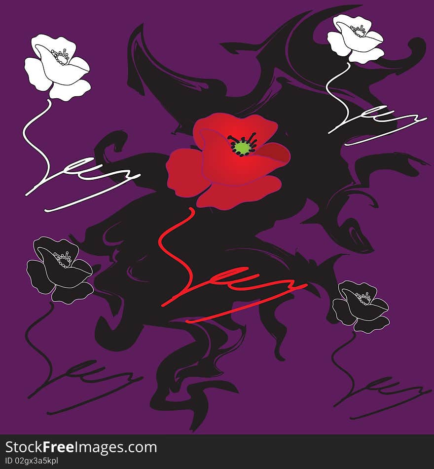 Background with abstract poppies