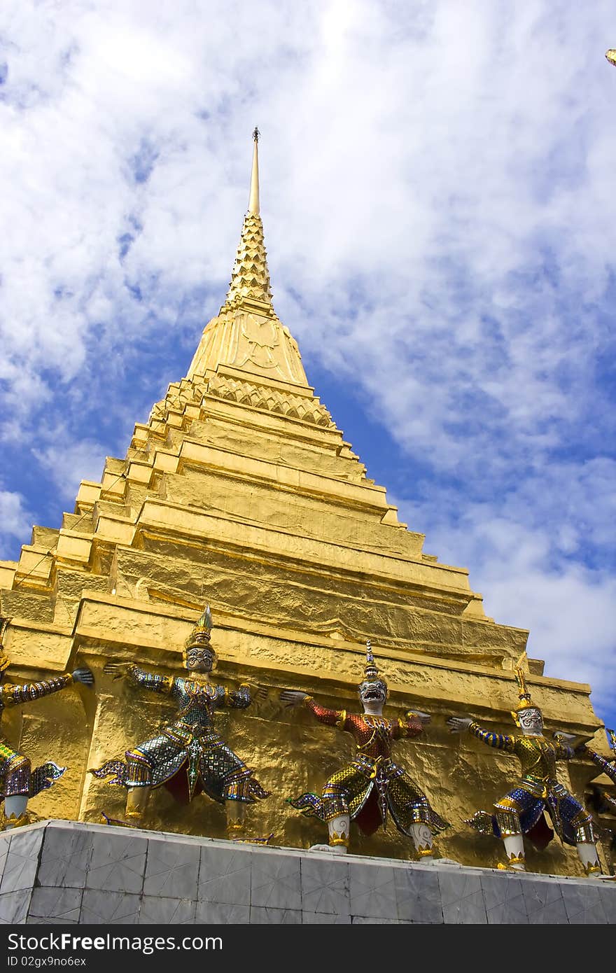 Thai pagoda in Wat Phra Kaew, Largest temple in Bangkok.