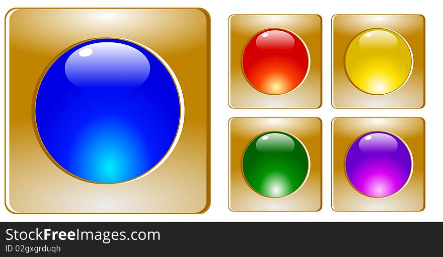 Set Of Golden Buttons