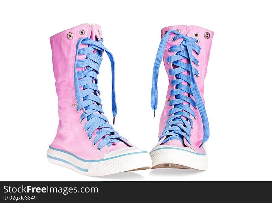 Two Pink Lace Boots