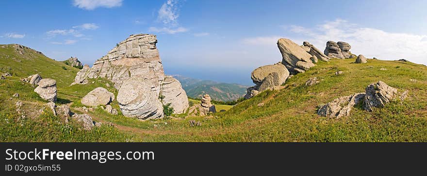 Panorama of the mountains of the south coast of Krimea. Panorama of the mountains of the south coast of Krimea