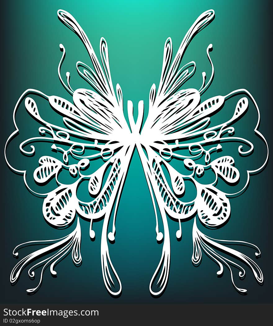 Abstract butterfly design with floral drawings. Abstract butterfly design with floral drawings