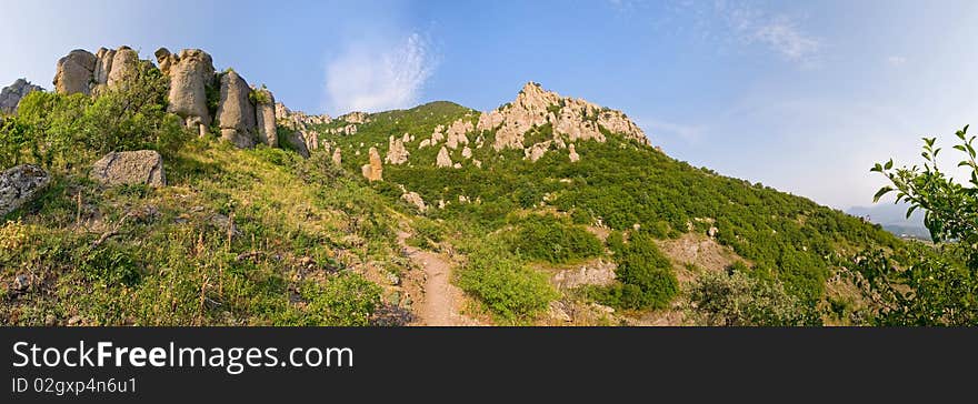 Panorama of the mountains of the south coast of Krimea. Panorama of the mountains of the south coast of Krimea