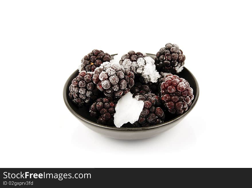 Frozen Blackberries in a Bowl