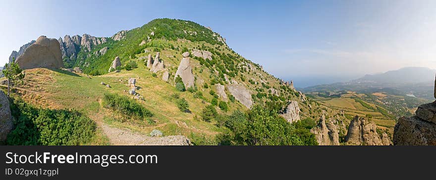 Panorama of the mountains of the south coast of Krimea. Panorama of the mountains of the south coast of Krimea