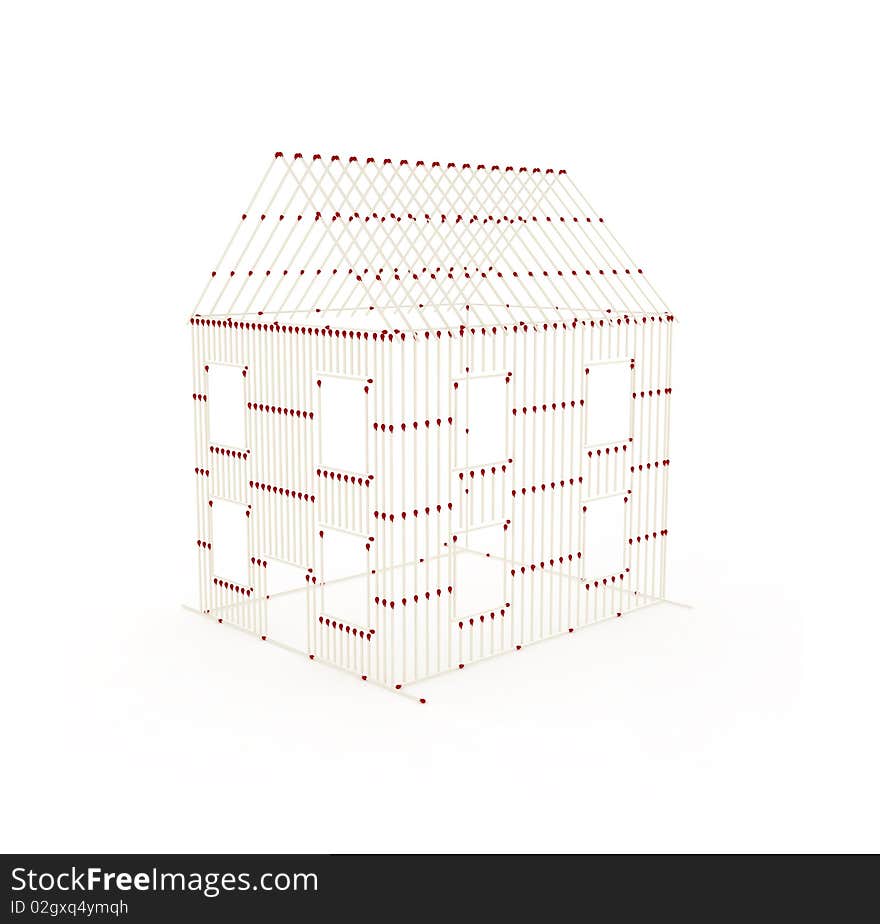 3d Conceptual House From Matches