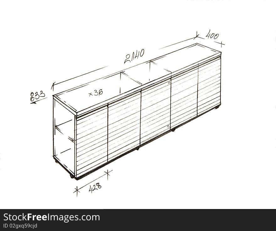 Hand drawn illustration of furniture isolated on white. Hand drawn illustration of furniture isolated on white.