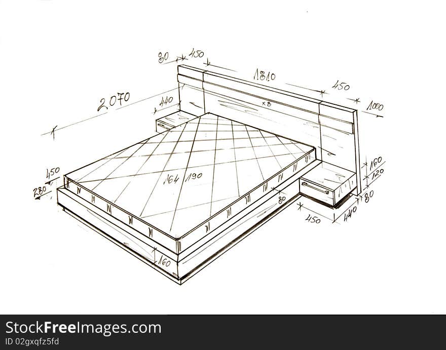 Hand drawn illustration of furniture isolated on white. Hand drawn illustration of furniture isolated on white.