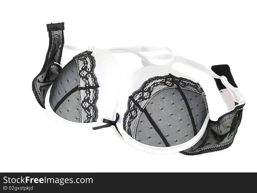 White and black lingerie bra isolated on the white.