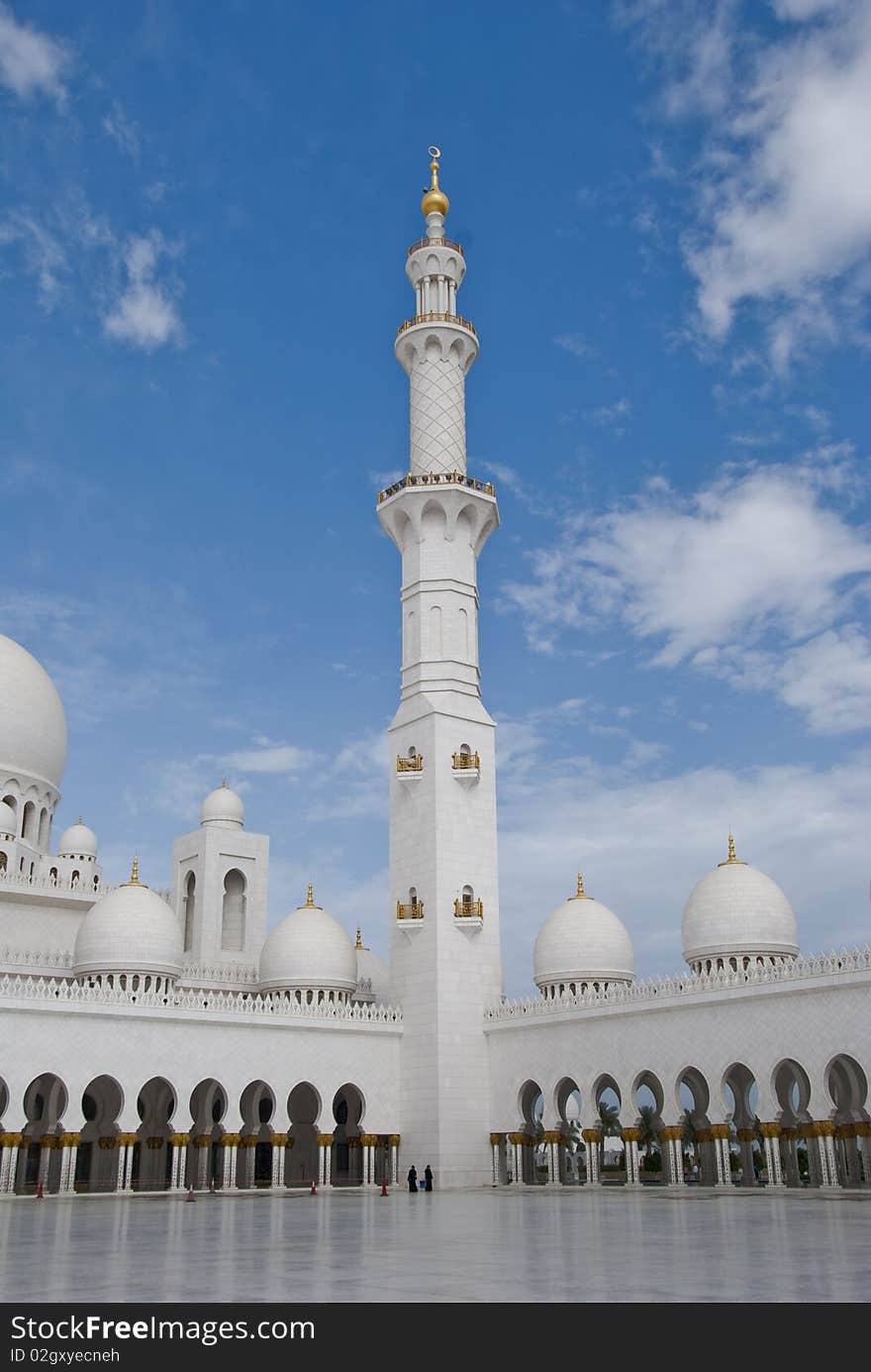 The minaret as seen from the mosque courtyard