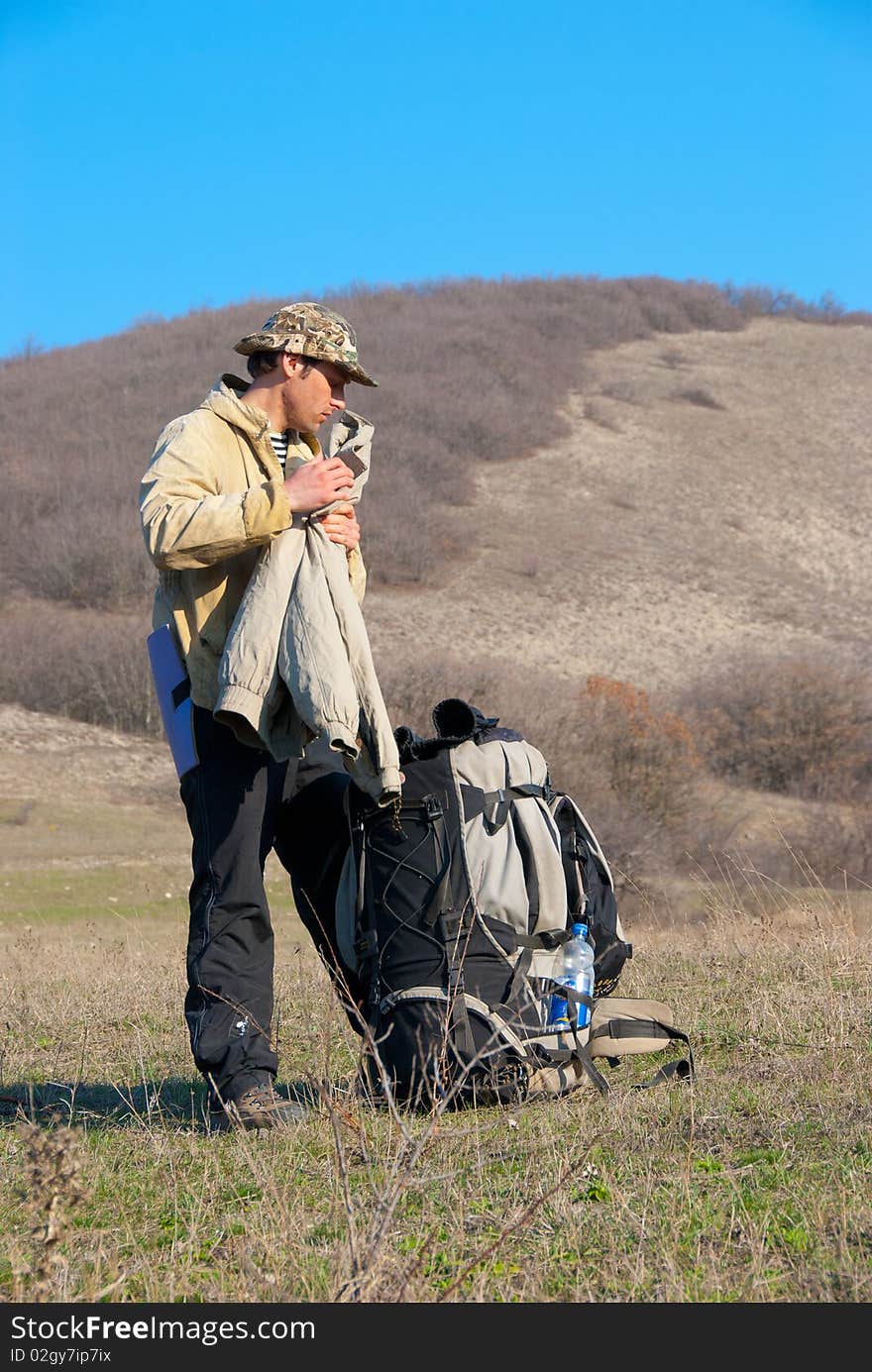 Hiker gets his jacket