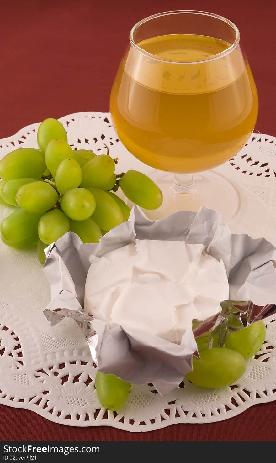 Fresh  Grapes And Cheese With White Mold