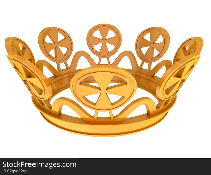 Gold royal crown isolated on a white background