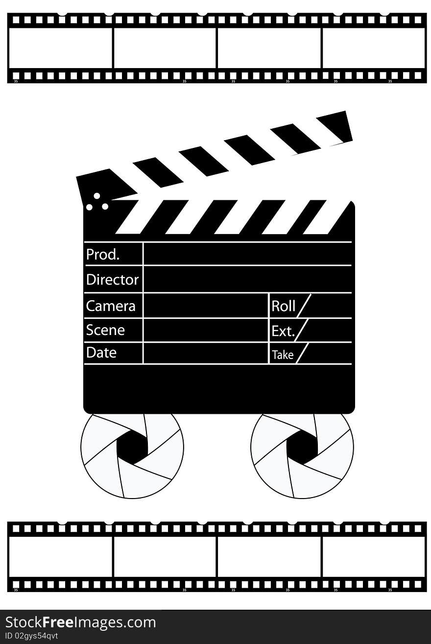 Movie director clapperboard on a white background. Movie director clapperboard on a white background