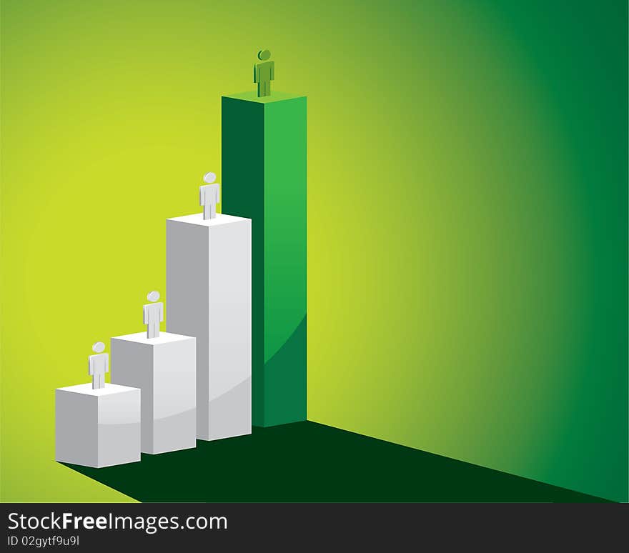 Business concept green bar chart background. Business concept green bar chart background